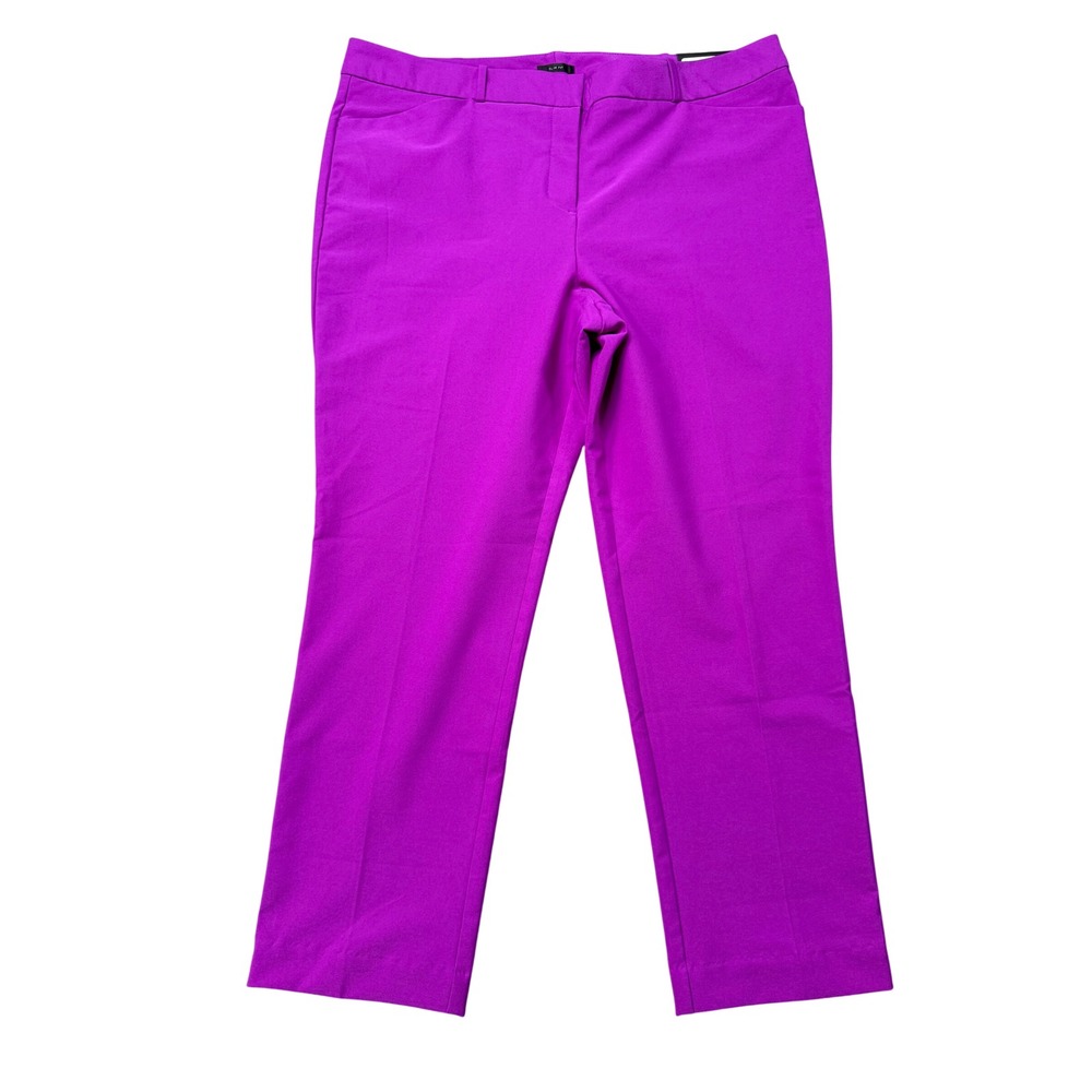 Worthington Dress Pants Womens 16 Purple NEW Slim Fit Straight Leg Trousers
